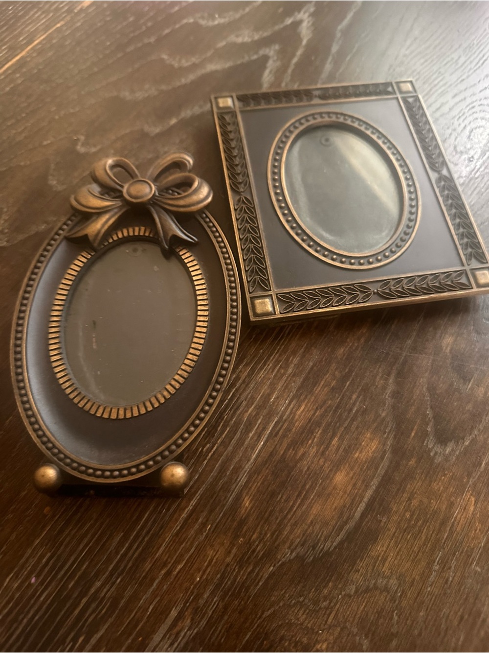 Set of Two Antique Bronze Frames 3.5 x 2.5
